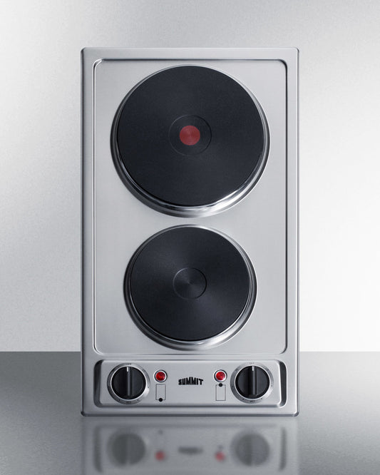 Summit - 12" Wide 230V 2-Burner Solid Disk Cooktop