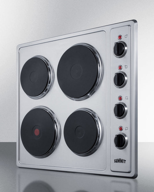 Summit - 24" Wide 230V 4-Burner Solid Disk Cooktop