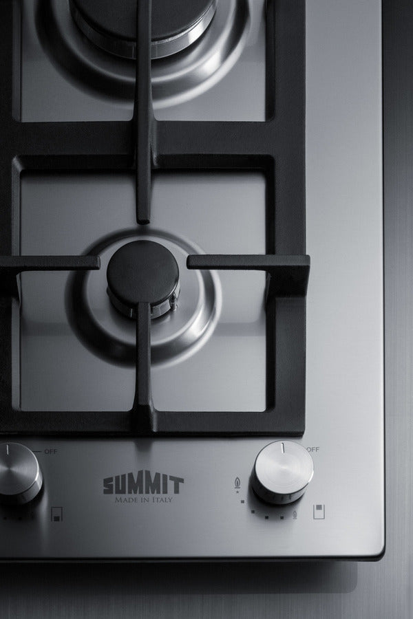 Summit - 12" Wide 2-Burner Propane Gas Cooktop In Stainless Steel Summit - 12" Wide 2-Burner Propane Gas Cooktop In Stainless Steel