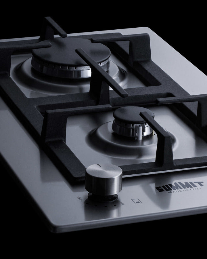 Summit - 12" Wide 2-Burner Propane Gas Cooktop In Stainless Steel Summit - 12" Wide 2-Burner Propane Gas Cooktop In Stainless Steel