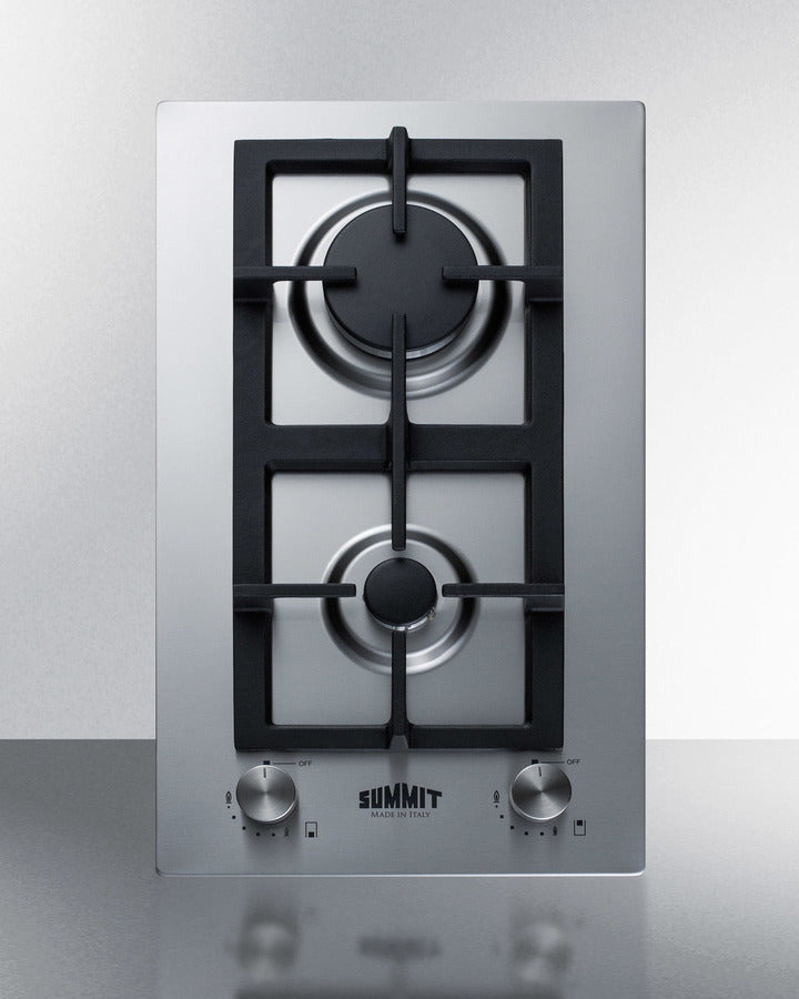 Summit - 12" Wide 2-Burner Propane Gas Cooktop In Stainless Steel Summit - 12" Wide 2-Burner Propane Gas Cooktop In Stainless Steel
