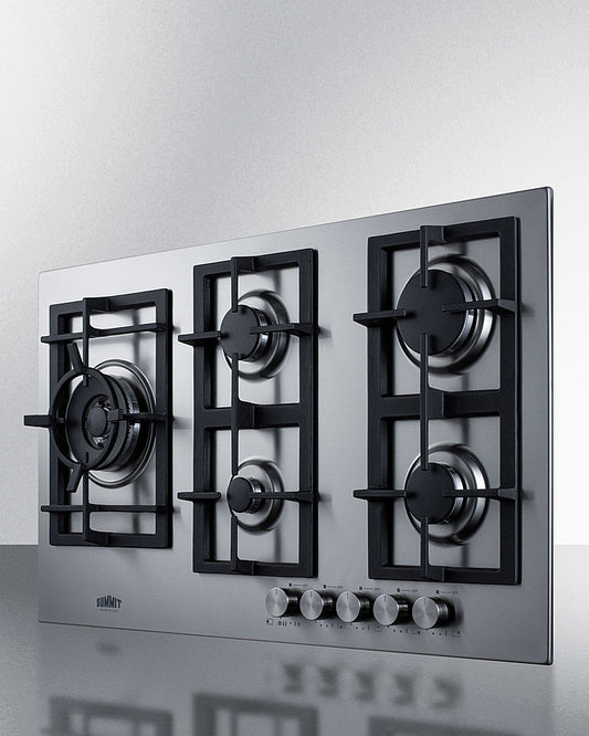 Summit - 34" Wide 5-Burner Gas Cooktop In Stainless Steel