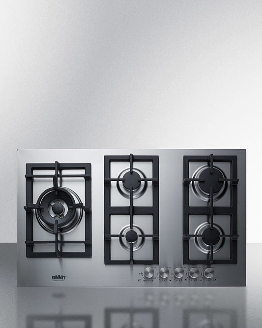 Summit - 34" Wide 5-Burner Gas Cooktop In Stainless Steel