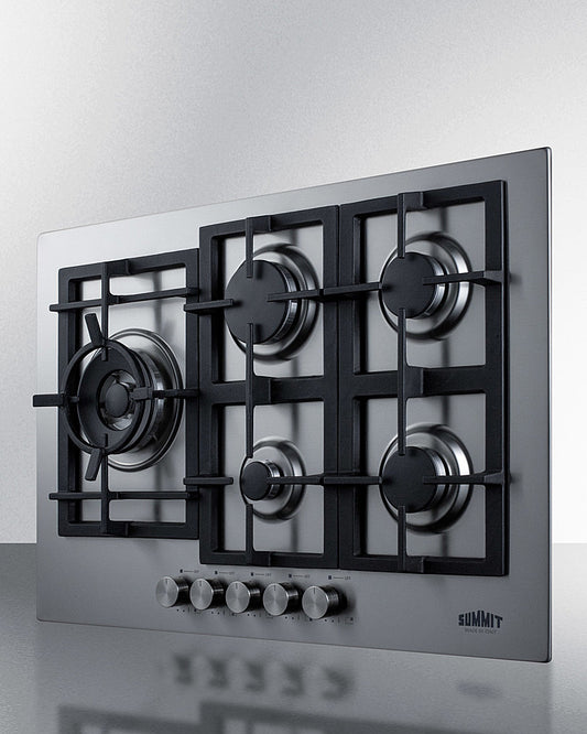 Summit - 30" Wide 5-Burner Gas Cooktop In Stainless Steel