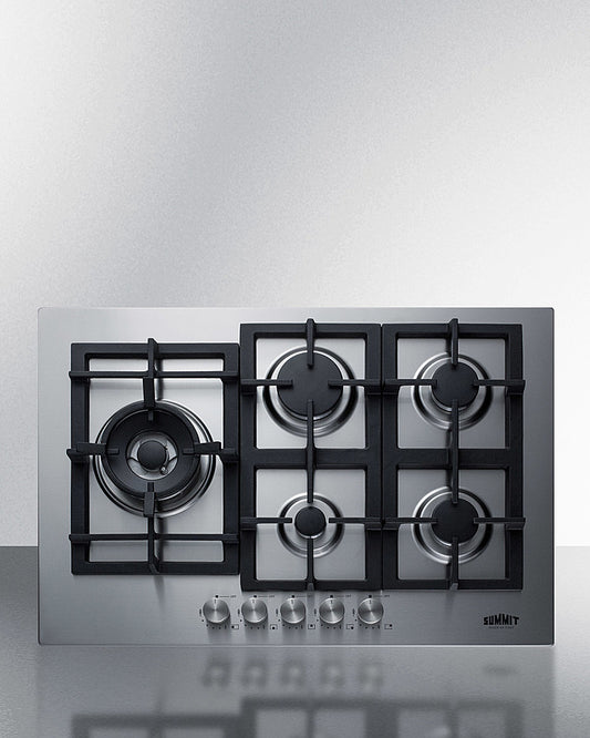 Summit - 30" Wide 5-Burner Gas Cooktop In Stainless Steel