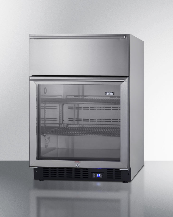 Summit Commercial - 24" Wide Built-In Beverage Refrigerator With Top Drawer Summit Commercial - 24" Wide Built-In Beverage Refrigerator With Top Drawer