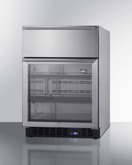 Summit Commercial - 24" Wide Built-In Beverage Refrigerator With Top Drawer