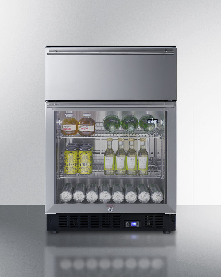 Summit - 24" Wide Built-In Beverage Refrigerator With Top Drawer Summit - 24" Wide Built-In Beverage Refrigerator With Top Drawer