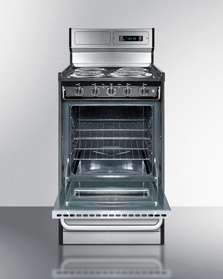 Summit - 20" Wide Electric Coil Range and Commercial Microwave Bundle Summit - 20" Wide Electric Coil Range and Commercial Microwave Bundle