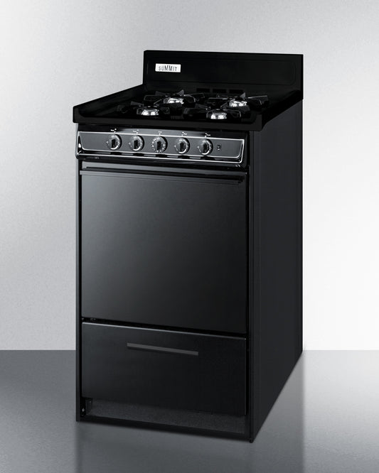 Summit - 20" Wide Gas Range, Open Burners