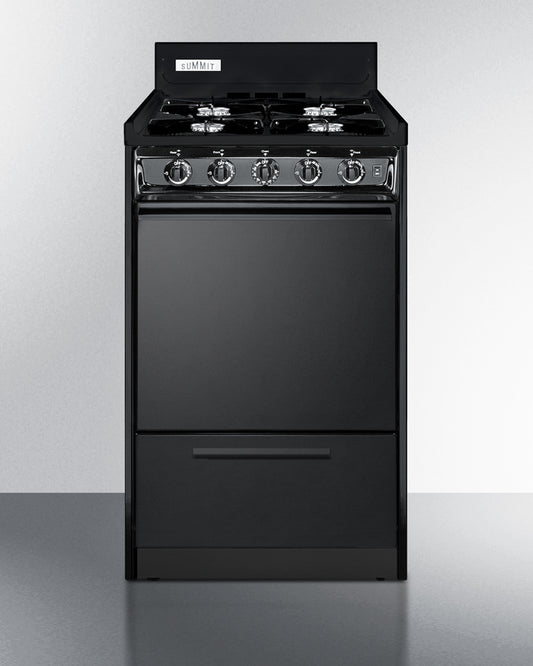 Summit - 20" Wide Gas Range, Open Burners
