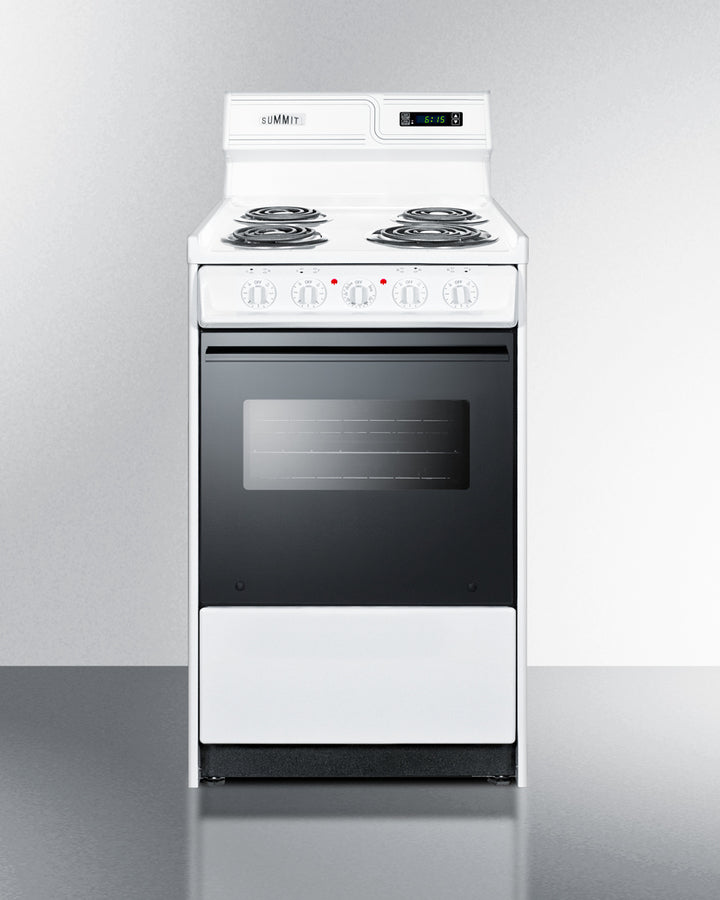  Summit Appliance WEM610R 24 Wide Slide-in Electric Coil Top  Range in White with Lower Storage Compartment, Recessed Oven Door, Broiler  Pan, Indicator Lights, Push-to-turn Burner Knobs : Appliances
