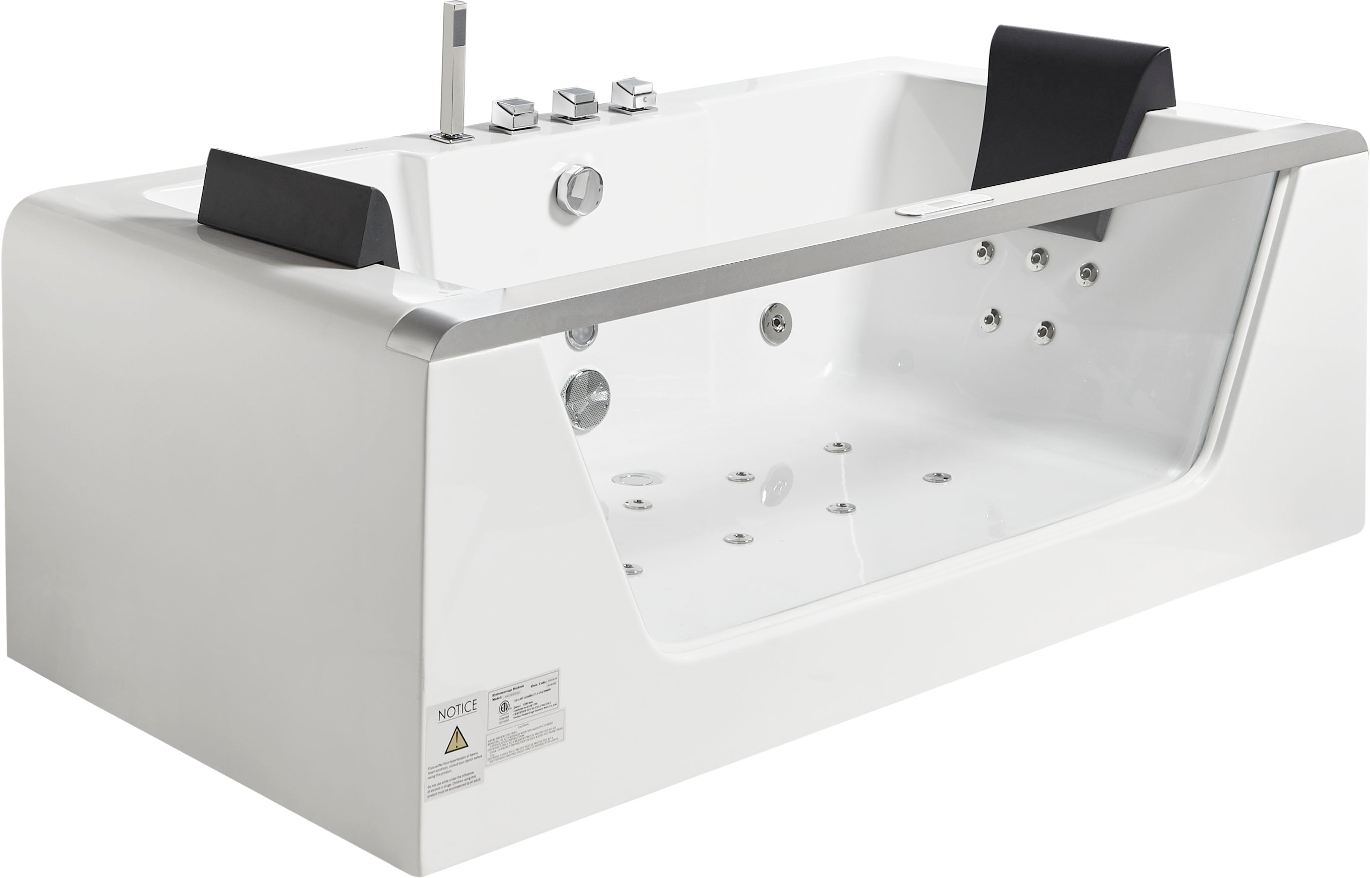 EAGO - 6 ft Clear Rectangular Acrylic Whirlpool Bathtub for Two | AM196ETL EAGO - 6 ft Clear Rectangular Acrylic Whirlpool Bathtub for Two | AM196ETL