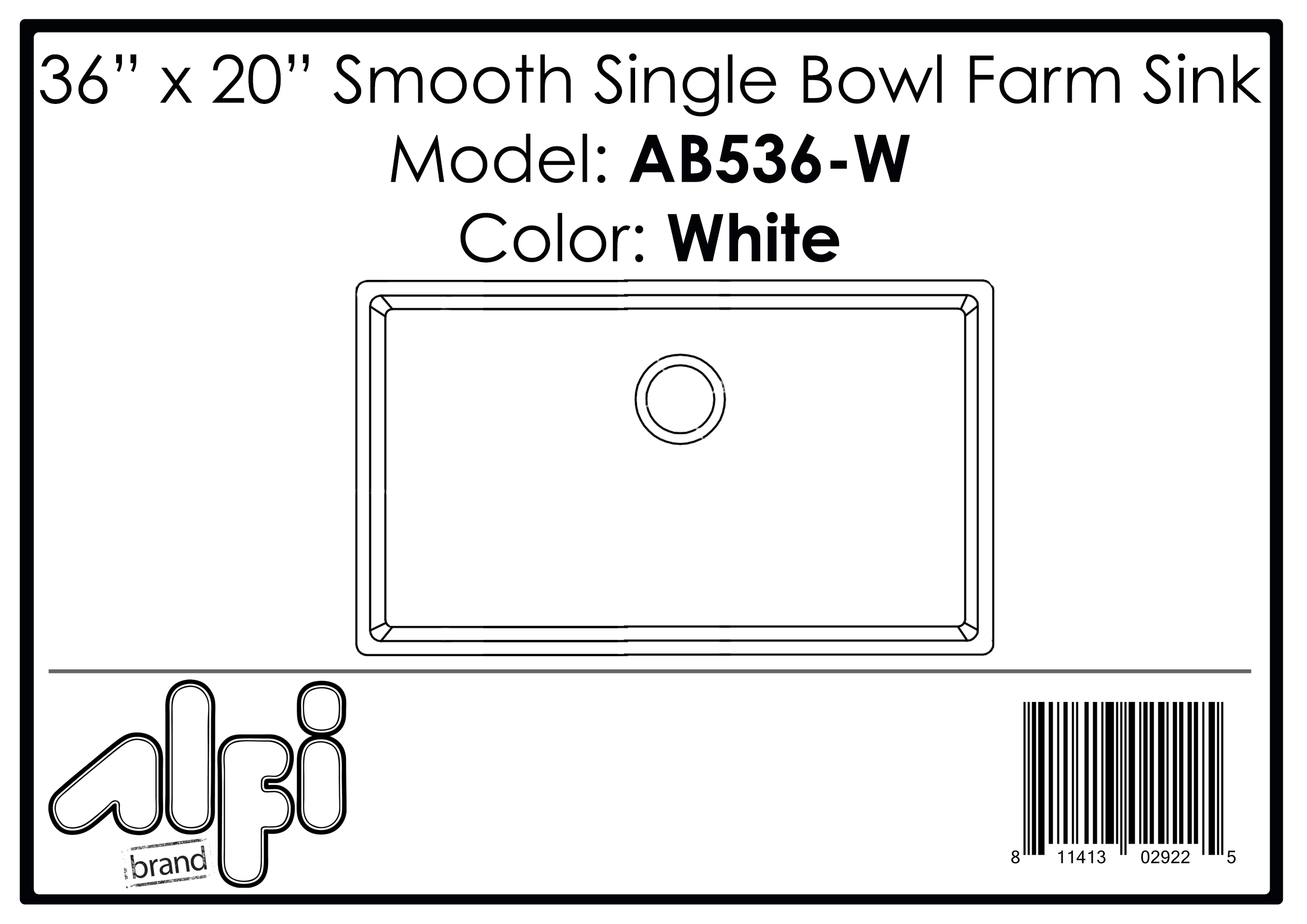ALFI Brand - White 36" Smooth Apron Single Bowl Fireclay Farm Sink | AB536-W ALFI Brand - White 36" Smooth Apron Single Bowl Fireclay Farm Sink | AB536-W