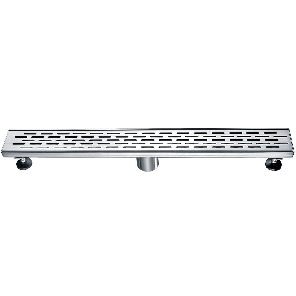 ALFI Brand - 24" Long Modern Stainless Steel Linear Shower Drain with Groove Holes | ABLD24C-BSS ALFI Brand - 24" Long Modern Stainless Steel Linear Shower Drain with Groove Holes | ABLD24C-BSS