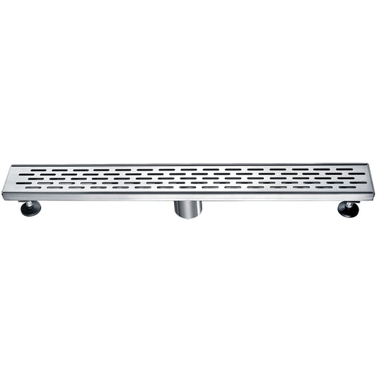 ALFI Brand - 24" Long Modern Stainless Steel Linear Shower Drain with Groove Holes | ABLD24C-BSS