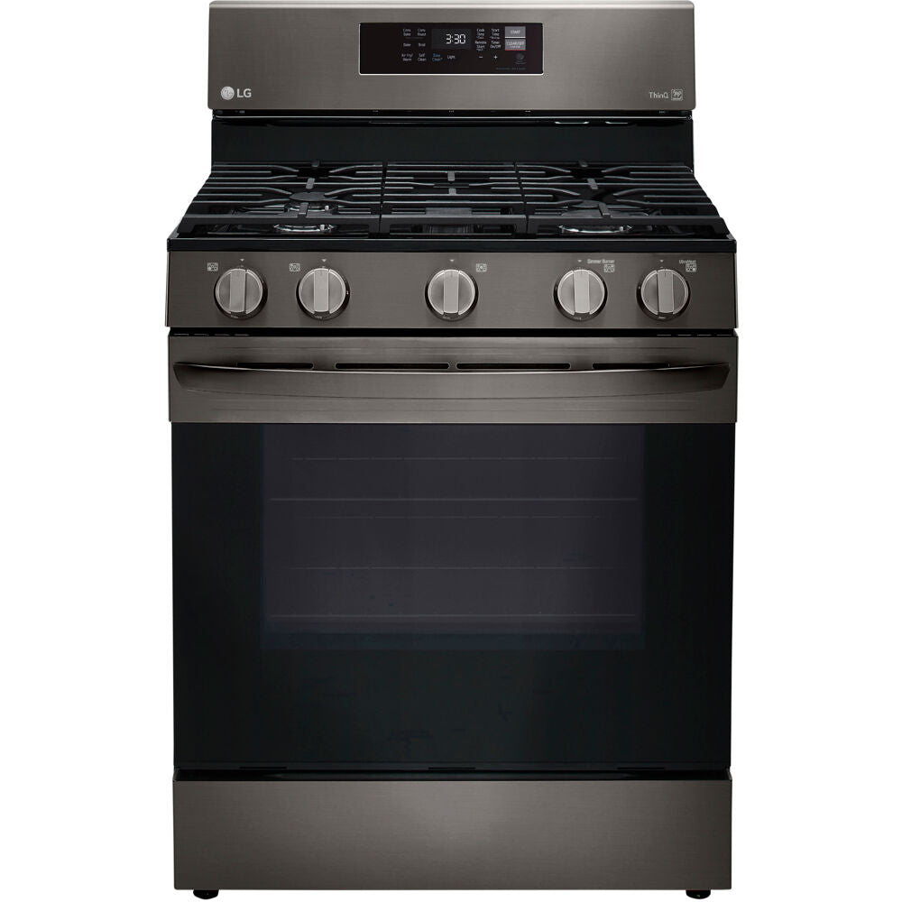 LG 5.8 CF / 30" Gas Range, Convection, Air Fry, ThinQ - Black Stainless LRGL5823D LG 5.8 CF / 30" Gas Range, Convection, Air Fry, ThinQ - Black Stainless LRGL5823D