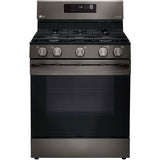 LG 5.8 CF / 30" Gas Range, Convection, Air Fry, ThinQ - Black Stainless LRGL5823D LG 5.8 CF / 30" Gas Range, Convection, Air Fry, ThinQ - Black Stainless LRGL5823D