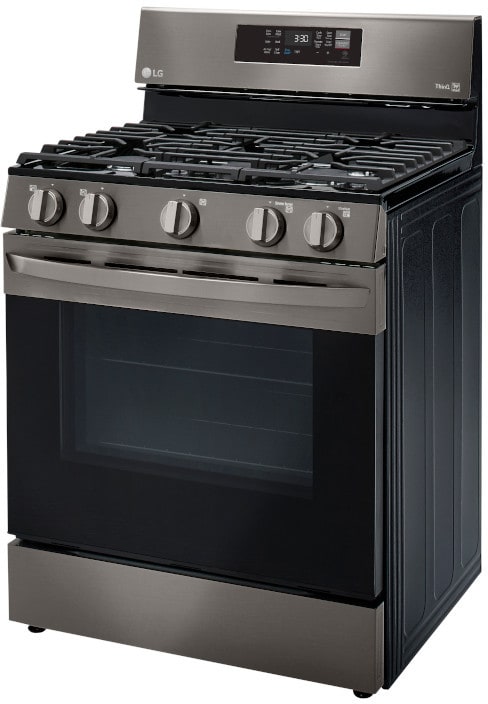 LG 5.8 CF / 30" Gas Range, Convection, Air Fry, ThinQ - Black Stainless LRGL5823D LG 5.8 CF / 30" Gas Range, Convection, Air Fry, ThinQ - Black Stainless LRGL5823D