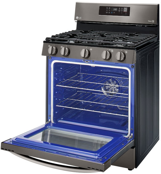 LG 5.8 CF / 30" Gas Range, Convection, Air Fry, ThinQ - Black Stainless LRGL5823D LG 5.8 CF / 30" Gas Range, Convection, Air Fry, ThinQ - Black Stainless LRGL5823D