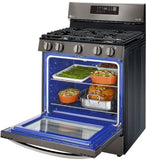 LG 5.8 CF / 30" Gas Range, Convection, Air Fry, ThinQ - Black Stainless LRGL5823D LG 5.8 CF / 30" Gas Range, Convection, Air Fry, ThinQ - Black Stainless LRGL5823D