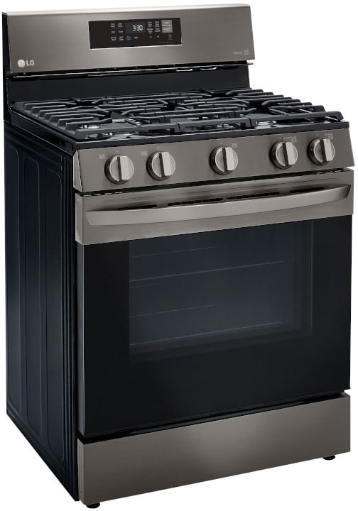 LG 5.8 CF / 30" Gas Range, Convection, Air Fry, ThinQ - Black Stainless LRGL5823D LG 5.8 CF / 30" Gas Range, Convection, Air Fry, ThinQ - Black Stainless LRGL5823D