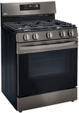 LG 5.8 CF / 30" Gas Range, Convection, Air Fry, ThinQ - Black Stainless LRGL5823D LG 5.8 CF / 30" Gas Range, Convection, Air Fry, ThinQ - Black Stainless LRGL5823D