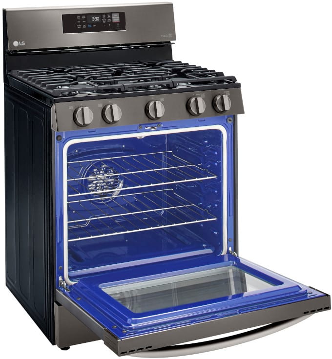 LG 5.8 CF / 30" Gas Range, Convection, Air Fry, ThinQ - Black Stainless LRGL5823D LG 5.8 CF / 30" Gas Range, Convection, Air Fry, ThinQ - Black Stainless LRGL5823D