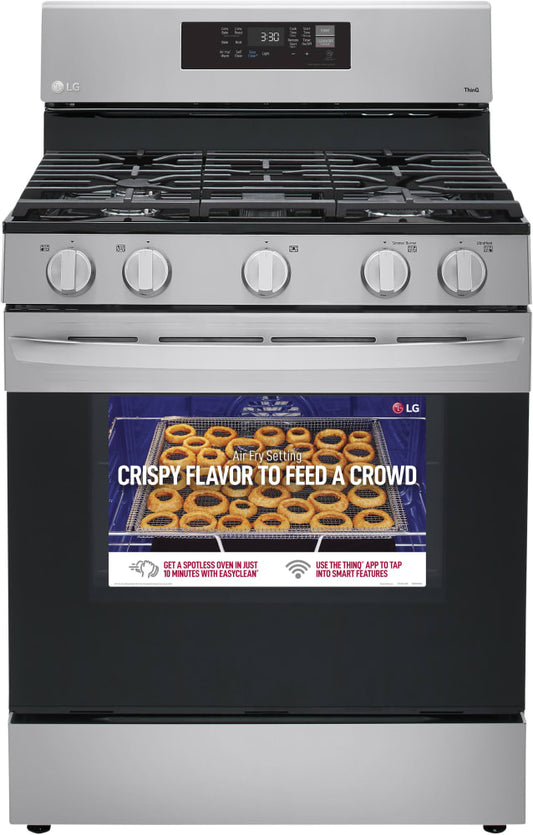 LG 5.8 CF / 30" Gas Range, Convection, Air Fry, ThinQ - Stainless LRGL5823S