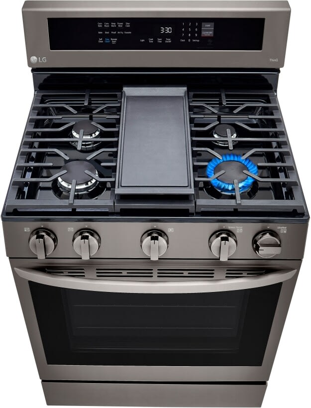 LG 5.8 CF / 30" Gas Range, InstaView, True Convection, ThinQ - Black Stainless LRGL5825D LG 5.8 CF / 30" Gas Range, InstaView, True Convection, ThinQ - Black Stainless LRGL5825D