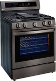 LG 5.8 CF / 30" Gas Range, InstaView, True Convection, ThinQ - Black Stainless LRGL5825D LG 5.8 CF / 30" Gas Range, InstaView, True Convection, ThinQ - Black Stainless LRGL5825D