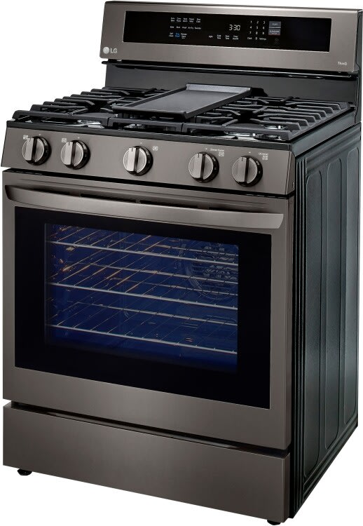 LG 5.8 CF / 30" Gas Range, InstaView, True Convection, ThinQ - Black Stainless LRGL5825D LG 5.8 CF / 30" Gas Range, InstaView, True Convection, ThinQ - Black Stainless LRGL5825D