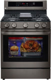 LG 5.8 CF / 30" Gas Range, InstaView, True Convection, ThinQ - Black Stainless LRGL5825D LG 5.8 CF / 30" Gas Range, InstaView, True Convection, ThinQ - Black Stainless LRGL5825D