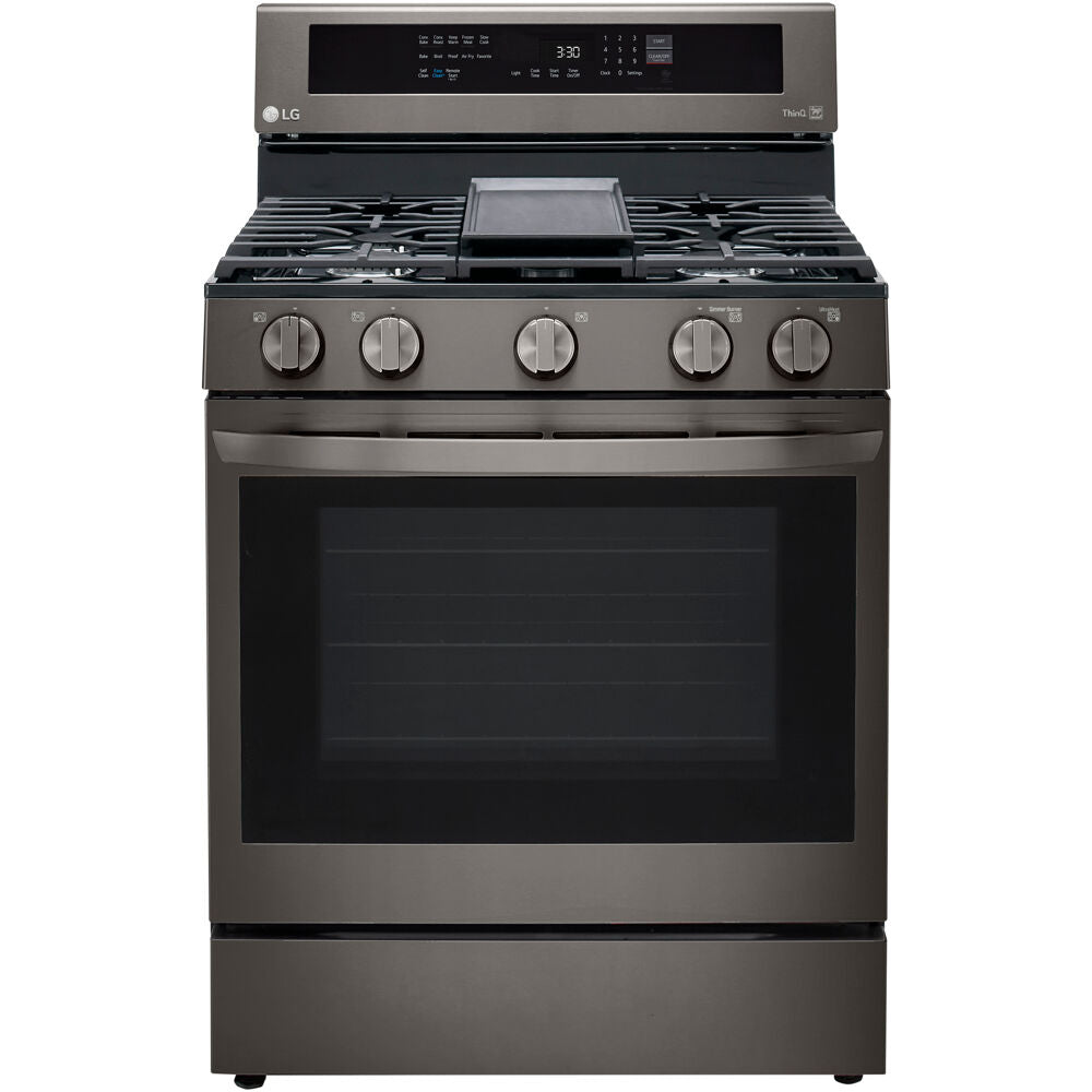 LG 5.8 CF / 30" Gas Range, InstaView, True Convection, ThinQ - Black Stainless LRGL5825D LG 5.8 CF / 30" Gas Range, InstaView, True Convection, ThinQ - Black Stainless LRGL5825D