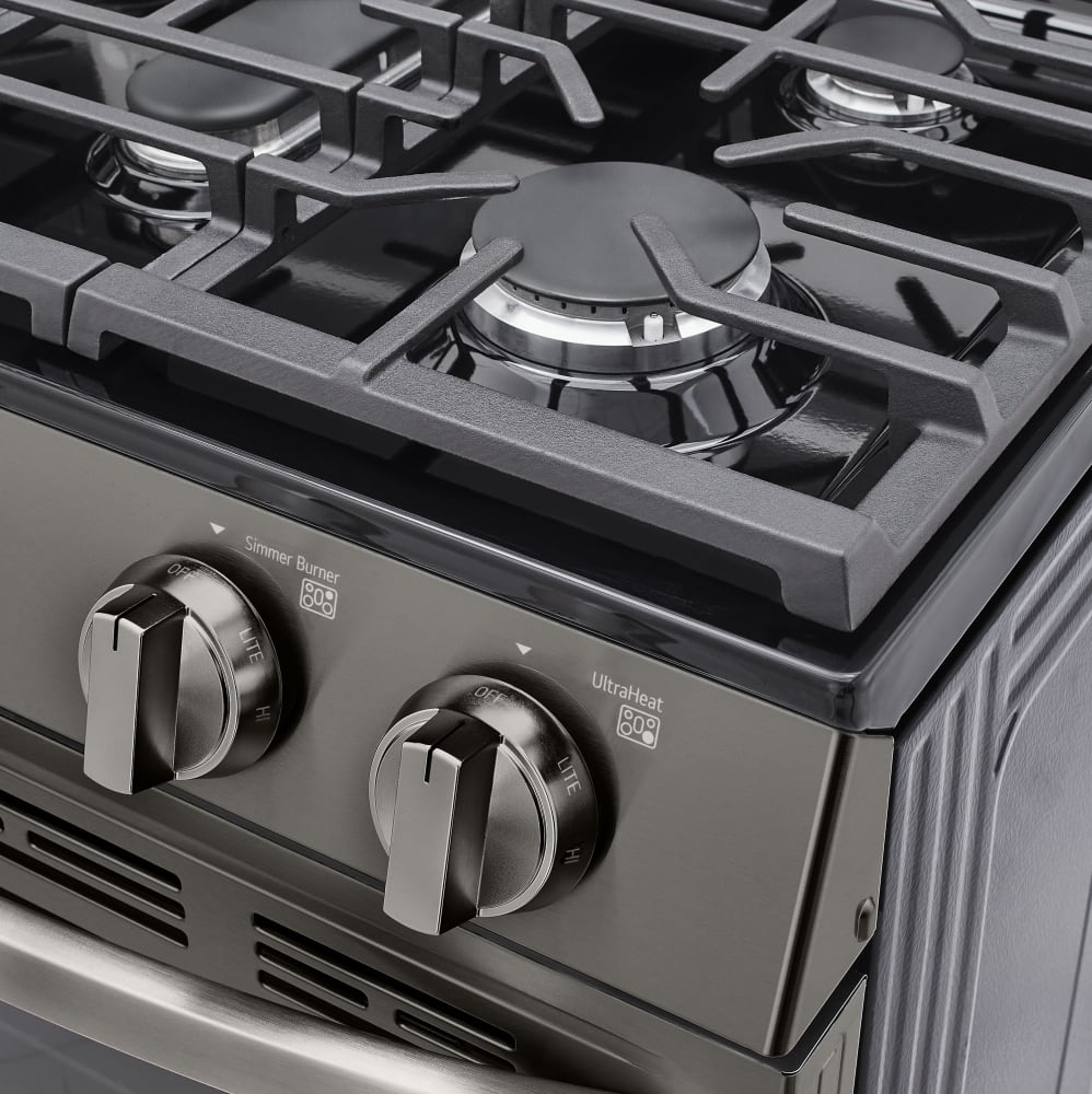 LG 5.8 CF / 30" Gas Range, InstaView, True Convection, ThinQ - Black Stainless LRGL5825D LG 5.8 CF / 30" Gas Range, InstaView, True Convection, ThinQ - Black Stainless LRGL5825D