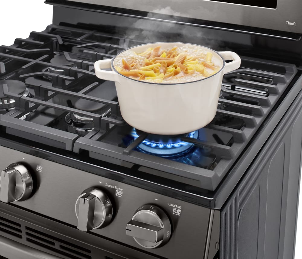 LG 5.8 CF / 30" Gas Range, InstaView, True Convection, ThinQ - Black Stainless LRGL5825D LG 5.8 CF / 30" Gas Range, InstaView, True Convection, ThinQ - Black Stainless LRGL5825D