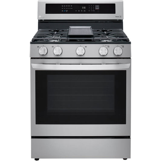 LG 5.8 CF / 30" Gas Range, InstaView, True Convection, ThinQ - Stainless LRGL5825F
