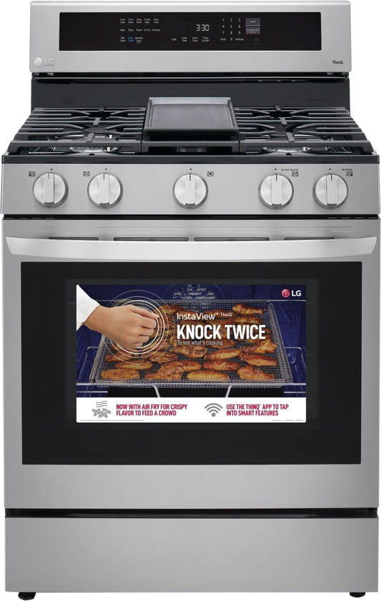 LG 5.8 CF / 30" Gas Range, InstaView, True Convection, ThinQ - Stainless LRGL5825F