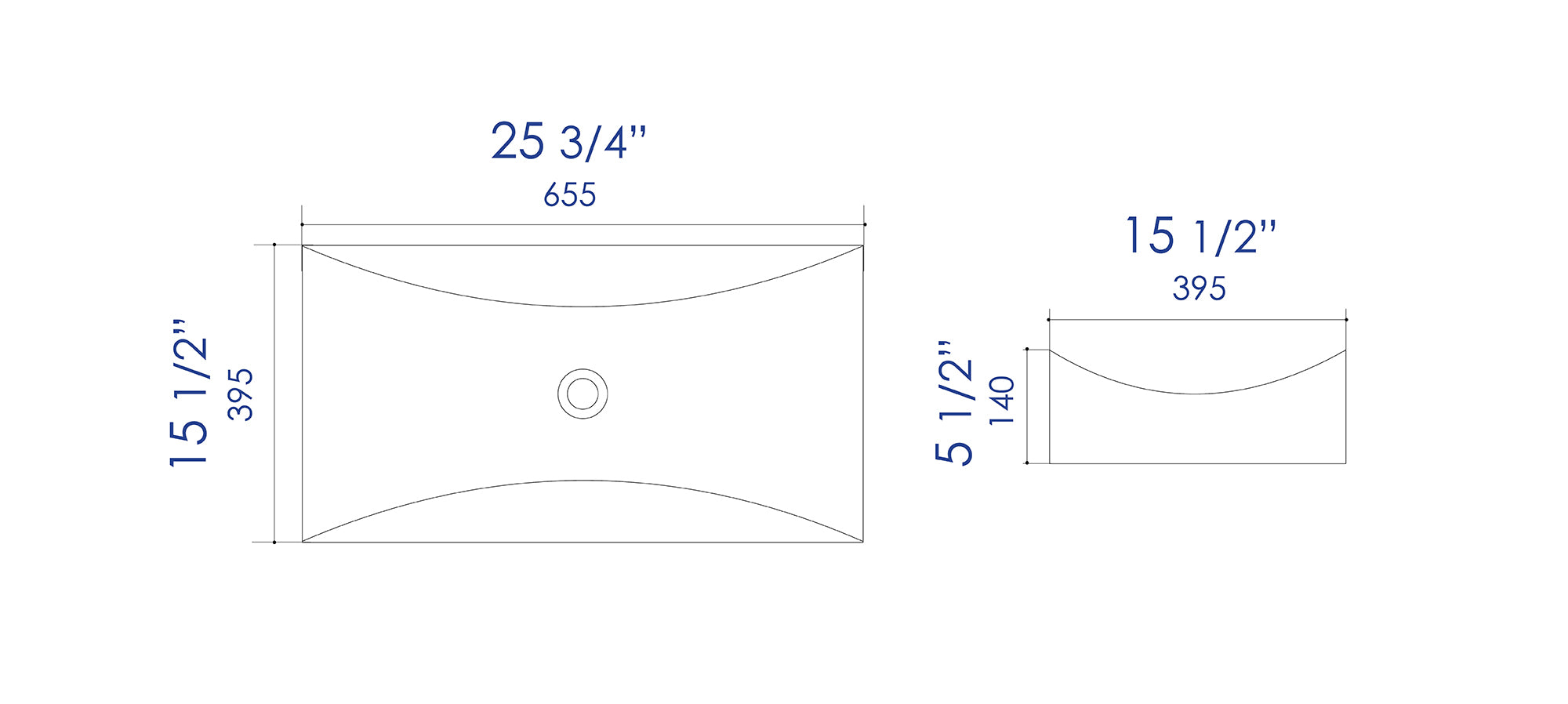 ALFI Brand - White 26" Fancy Rectangular Above Mount Ceramic Sink | ABC904 ALFI Brand - White 26" Fancy Rectangular Above Mount Ceramic Sink | ABC904