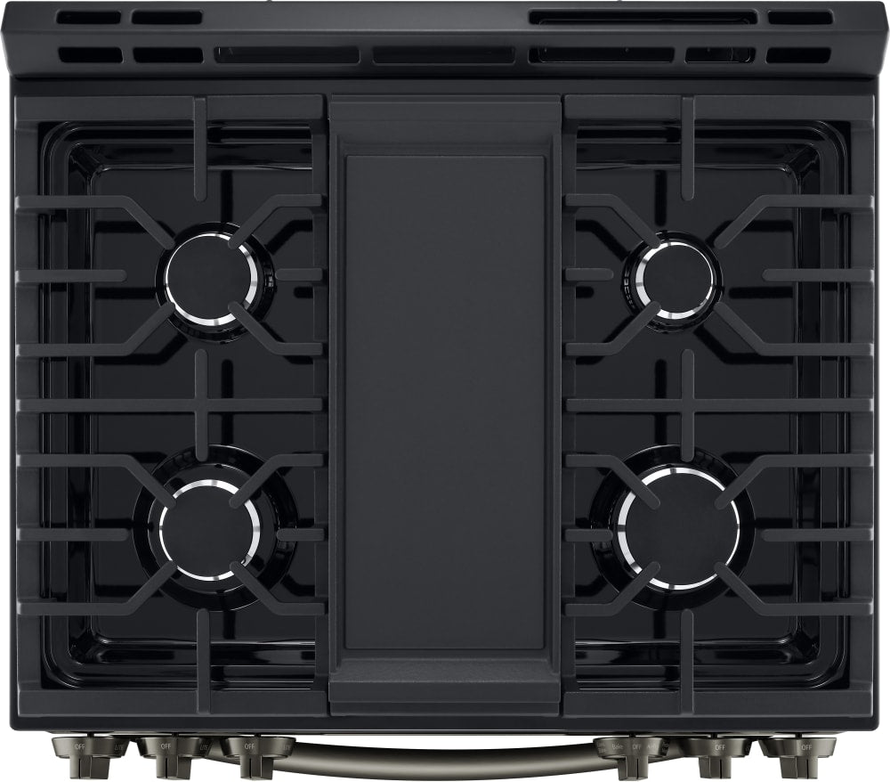 LG 5.8 CF Gas Single Oven Slide-In Range, Air Fry, Fan Convection, ThinQ - Black Stainless LSGL5833D LG 5.8 CF Gas Single Oven Slide-In Range, Air Fry, Fan Convection, ThinQ - Black Stainless LSGL5833D