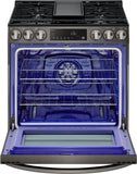 LG 5.8 CF Gas Single Oven Slide-In Range, Air Fry, Fan Convection, ThinQ - Black Stainless LSGL5833D LG 5.8 CF Gas Single Oven Slide-In Range, Air Fry, Fan Convection, ThinQ - Black Stainless LSGL5833D