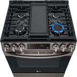 LG 5.8 CF Gas Single Oven Slide-In Range, Air Fry, Fan Convection, ThinQ - Black Stainless LSGL5833D LG 5.8 CF Gas Single Oven Slide-In Range, Air Fry, Fan Convection, ThinQ - Black Stainless LSGL5833D