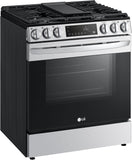 LG 5.8 CF Gas Single Oven Slide-In Range, Air Fry, Fan Convection, ThinQ - Stainless LSGL5833F LG 5.8 CF Gas Single Oven Slide-In Range, Air Fry, Fan Convection, ThinQ - Stainless LSGL5833F