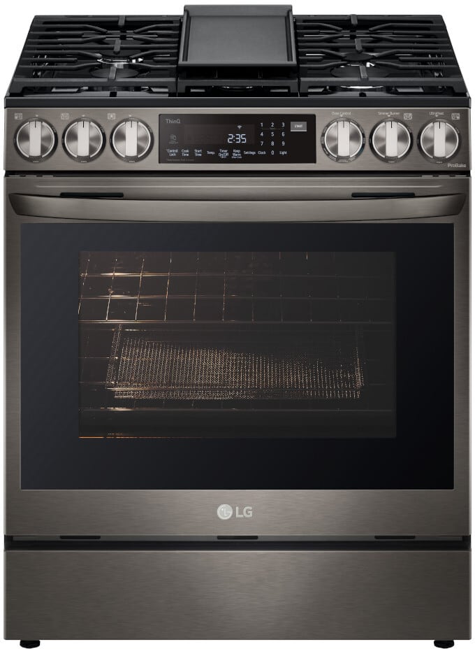 LG 6.3 CF Gas Single Oven Slide-In Range, Instaview, Air Fry, ProBake, ThinQ - Black Stainless LSGL6335D LG 6.3 CF Gas Single Oven Slide-In Range, Instaview, Air Fry, ProBake, ThinQ - Black Stainless LSGL6335D