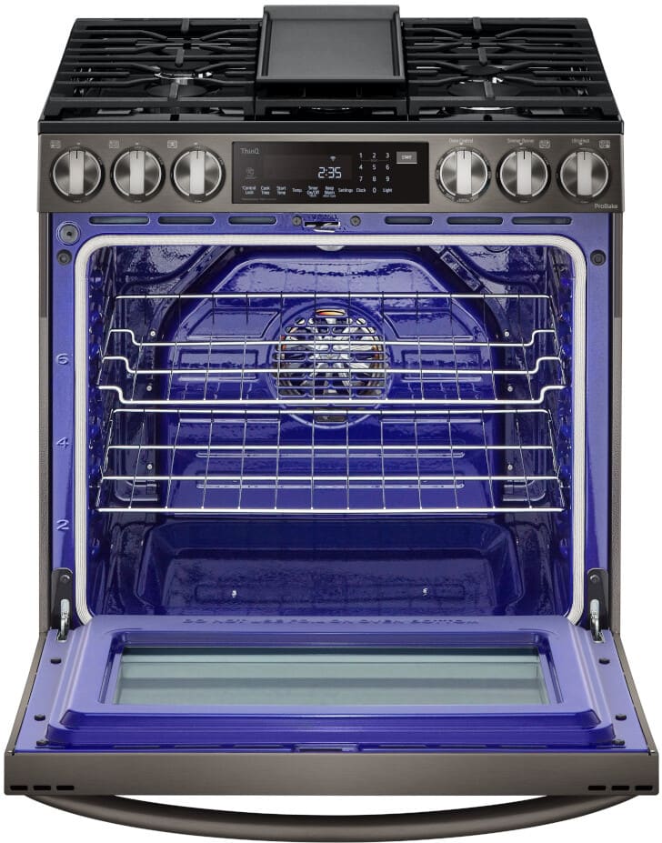 LG 6.3 CF Gas Single Oven Slide-In Range, Instaview, Air Fry, ProBake, ThinQ - Black Stainless LSGL6335D LG 6.3 CF Gas Single Oven Slide-In Range, Instaview, Air Fry, ProBake, ThinQ - Black Stainless LSGL6335D