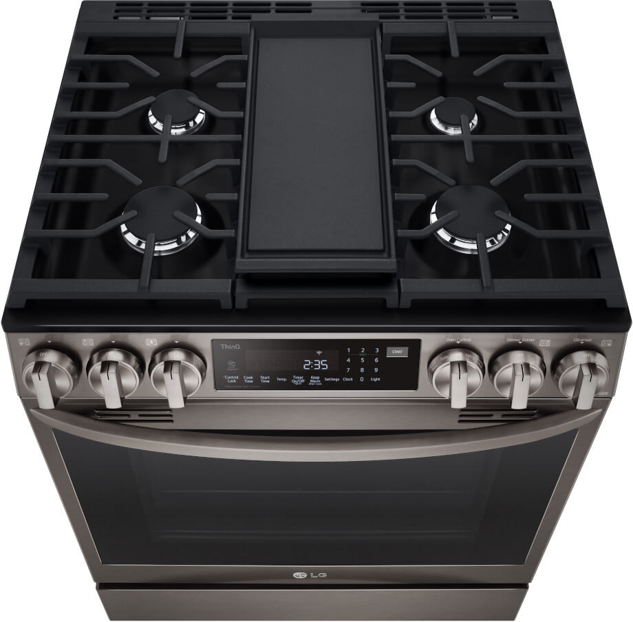 LG 6.3 CF Gas Single Oven Slide-In Range, Instaview, Air Fry, ProBake, ThinQ - Black Stainless LSGL6335D LG 6.3 CF Gas Single Oven Slide-In Range, Instaview, Air Fry, ProBake, ThinQ - Black Stainless LSGL6335D