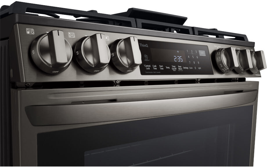 LG 6.3 CF Gas Single Oven Slide-In Range, Instaview, Air Fry, ProBake, ThinQ - Black Stainless LSGL6335D LG 6.3 CF Gas Single Oven Slide-In Range, Instaview, Air Fry, ProBake, ThinQ - Black Stainless LSGL6335D