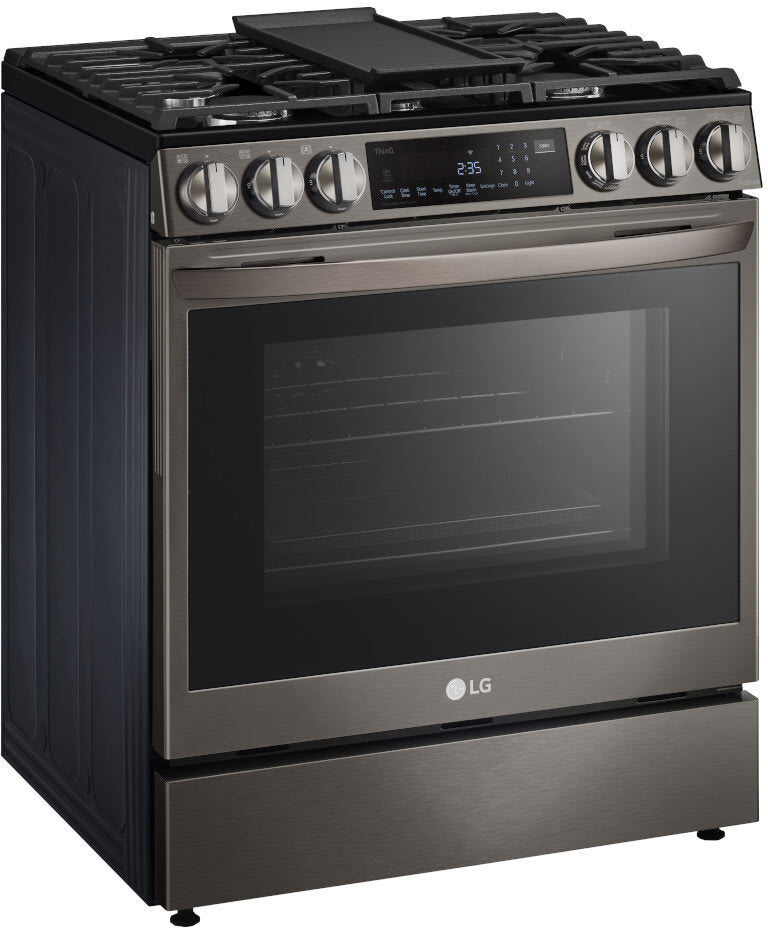 LG 6.3 CF Gas Single Oven Slide-In Range, Instaview, Air Fry, ProBake, ThinQ - Black Stainless LSGL6335D LG 6.3 CF Gas Single Oven Slide-In Range, Instaview, Air Fry, ProBake, ThinQ - Black Stainless LSGL6335D