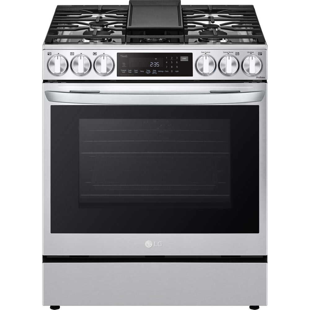 LG 6.3 CF Gas Single Oven Slide-In Range, Instaview, Air Fry, ProBake, ThinQ - Stainless LSGL6335F LG 6.3 CF Gas Single Oven Slide-In Range, Instaview, Air Fry, ProBake, ThinQ - Stainless LSGL6335F
