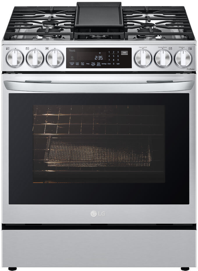 LG 6.3 CF Gas Single Oven Slide-In Range, Instaview, Air Fry, ProBake, ThinQ - Stainless LSGL6335F LG 6.3 CF Gas Single Oven Slide-In Range, Instaview, Air Fry, ProBake, ThinQ - Stainless LSGL6335F